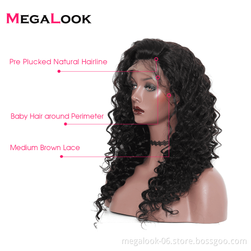 Eurasian 100% Remy Cuticule Aligned 28 Inch Indian Human Hair Loose Curly Wave Lace 360 Front Wig